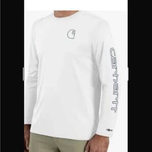 Carhartt White Long-Sleeve Logo Tee with Sleeve Branding